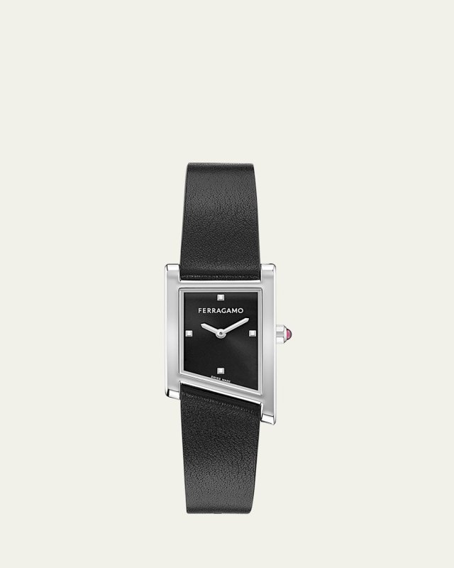 Ferragamo Asymetrique 22X36MM Stainless Steel Leather Watch